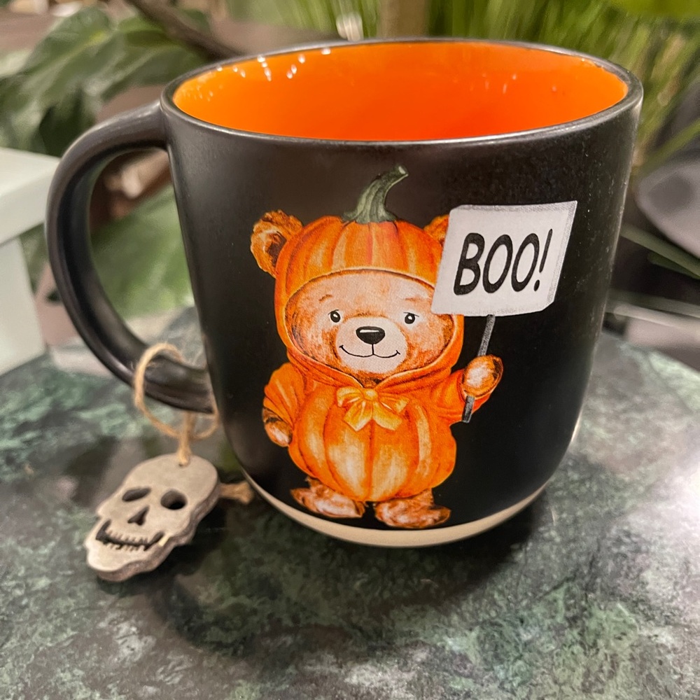 Halloween Teddy Bear Pumpkin Jack o’lantern Costume Boo! Ceramic Coffee Mug NWT